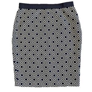 Ann Taylor Diamond Print Jacquard Skirt Blue 8